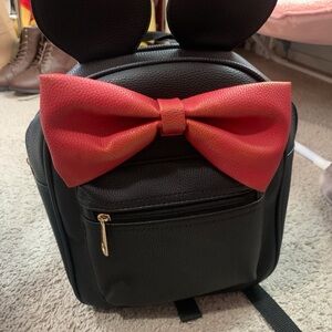 Black Mini Backpack with Red Bow